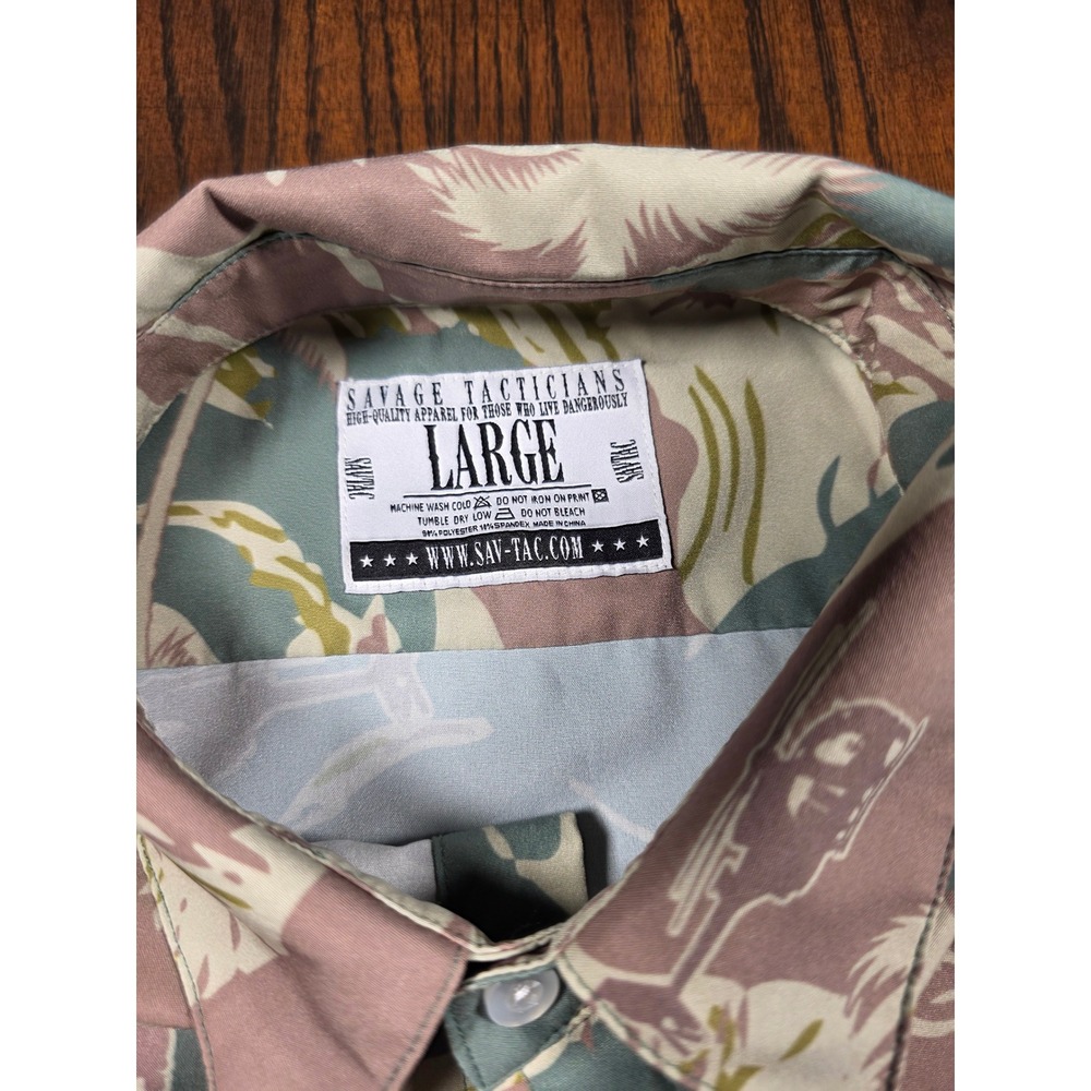 Savage Tacticians Brushstroke Camo Helicopter Shirt Mens Large Short Sleeve - Picture 5 of 5